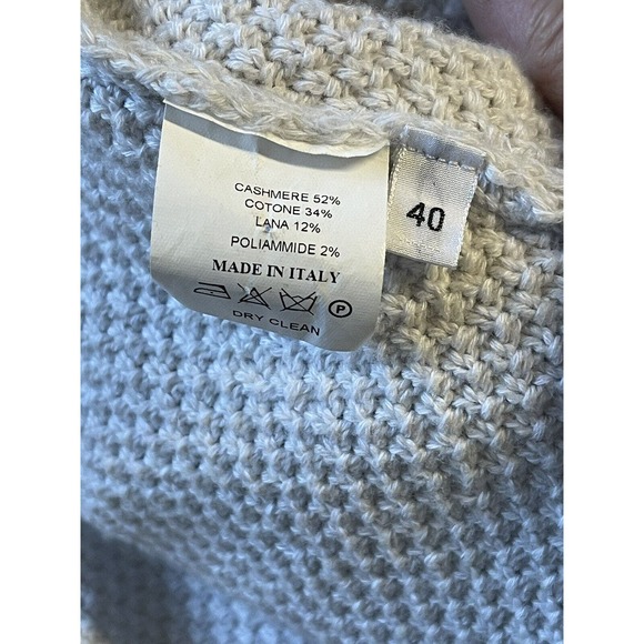 Amina Rubinacci Sz 40 Light Gray Cashmere Blend Knit Pockets Cardigan Sweater - Picture 8 of 12